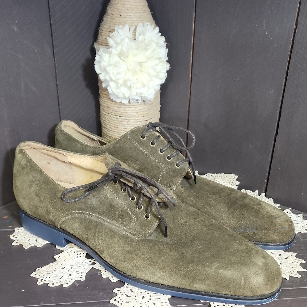 Elegant Olive Suede Men's Oxfords